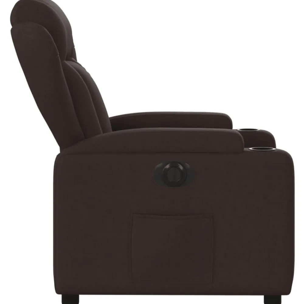 vidaXL Sillón reclinable eléctrico tela marrón oscuro Marrón oscuro Outlet