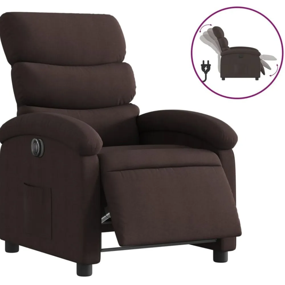 vidaXL Sillas-Sillón reclinable eléctrico tela marrón oscuro