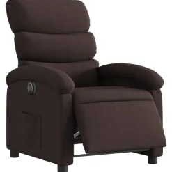 vidaXL Sillas-Sillón reclinable eléctrico tela marrón oscuro