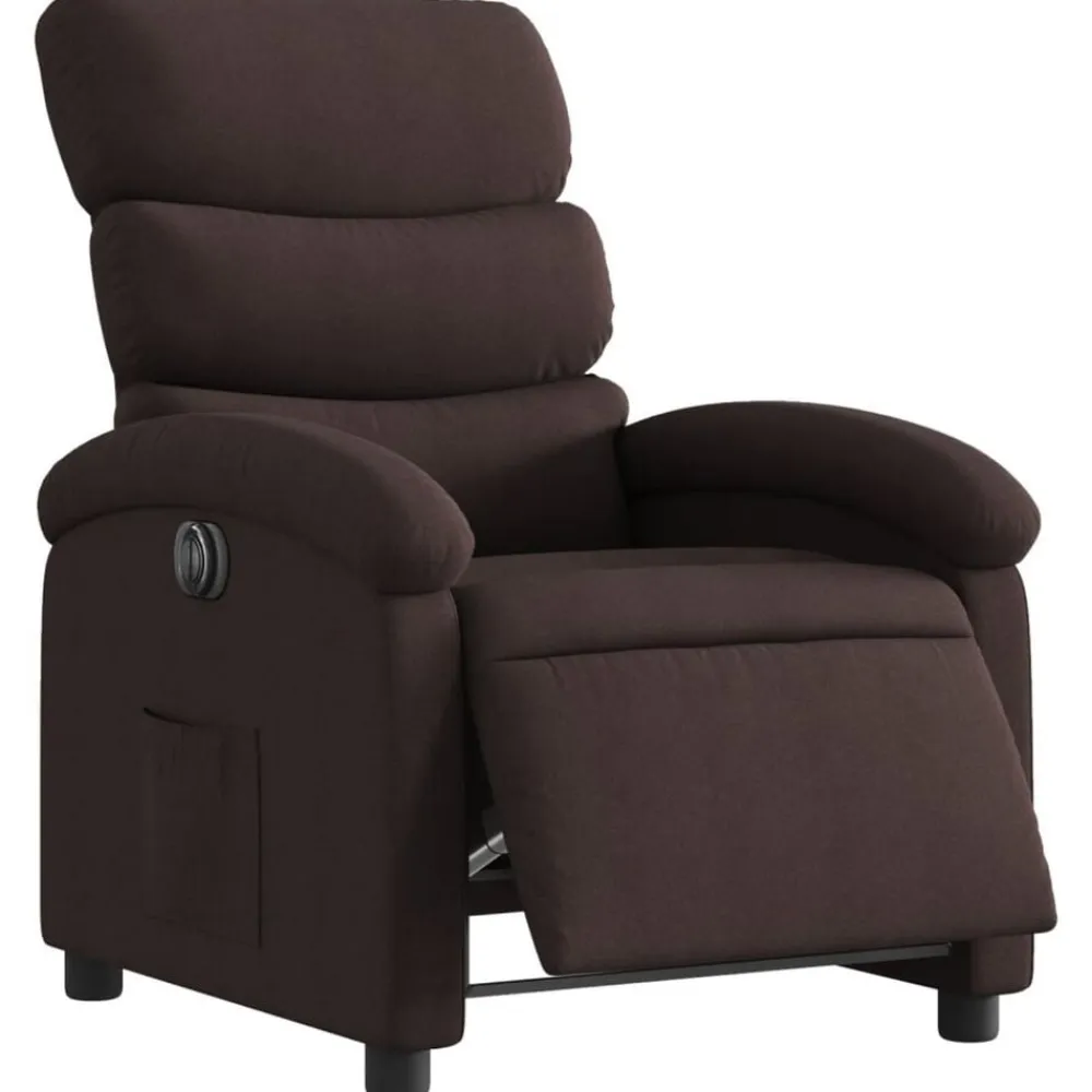 vidaXL Sillas-Sillón reclinable eléctrico tela marrón oscuro