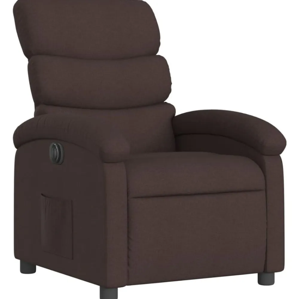vidaXL Sillas-Sillón reclinable eléctrico tela marrón oscuro