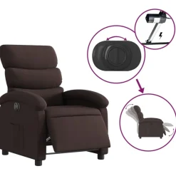vidaXL Sillas-Sillón reclinable eléctrico tela marrón oscuro