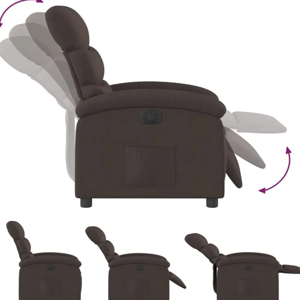 vidaXL Sillas-Sillón reclinable eléctrico tela marrón oscuro