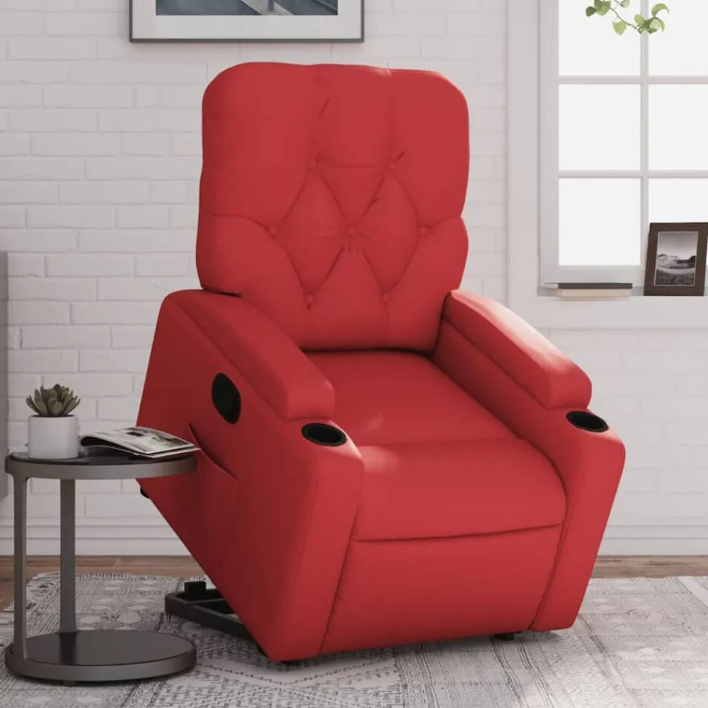 vidaXL Sillas-Sillón reclinable elevable cuero artificial