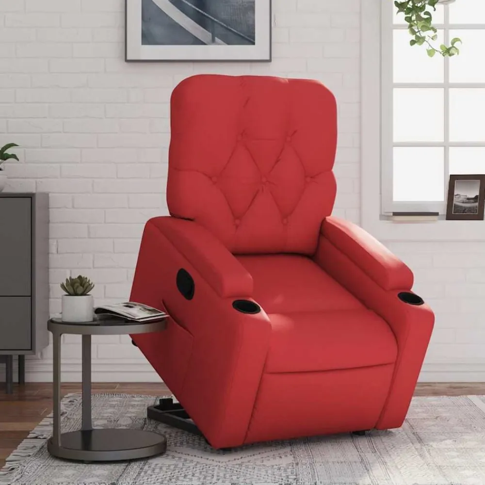 vidaXL Sillas-Sillón reclinable elevable cuero artificial