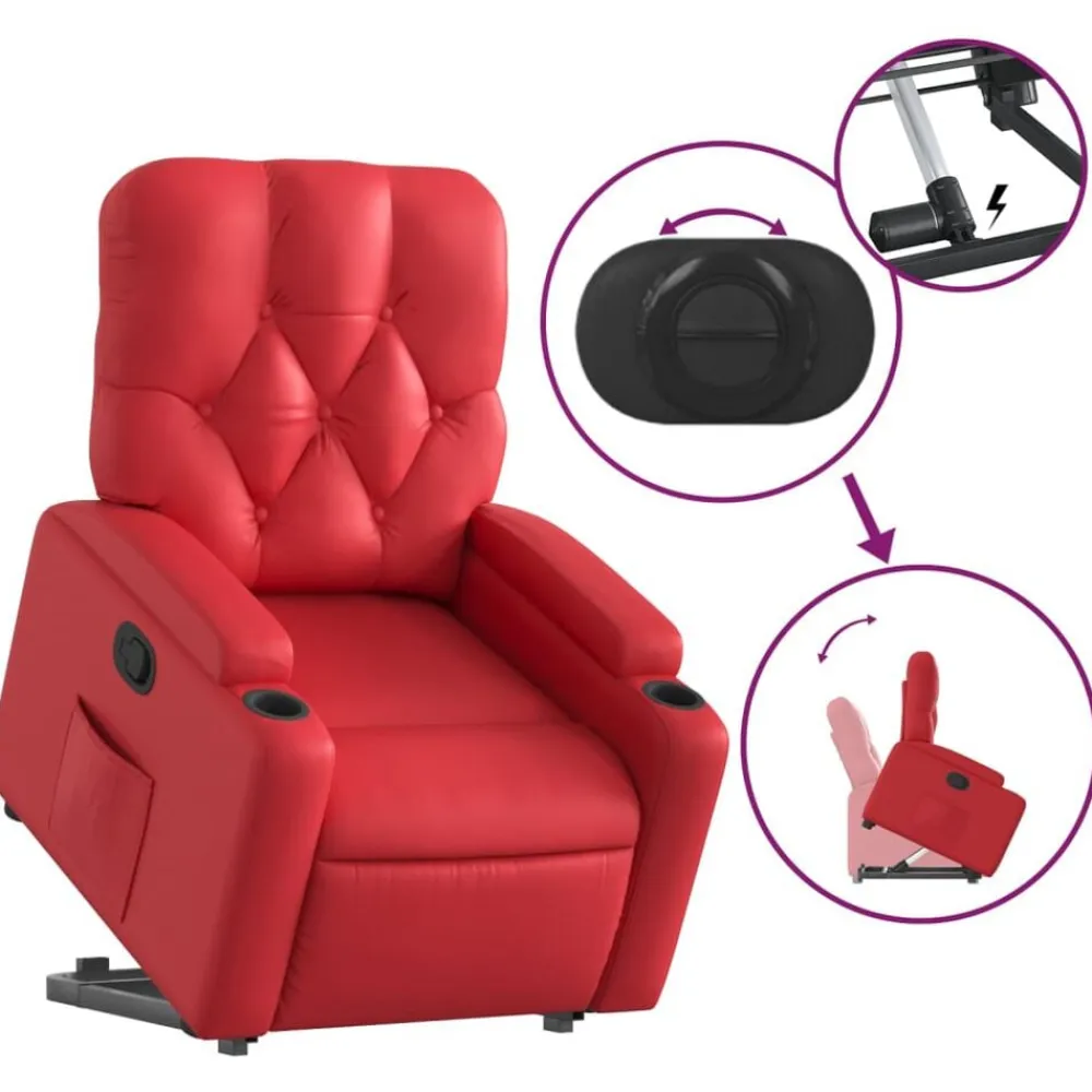 vidaXL Sillas-Sillón reclinable elevable cuero artificial