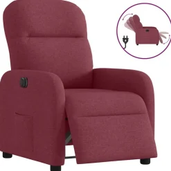 vidaXL Sillón reclinable eléctrico tela rojo tinto Rojo vino tinto New