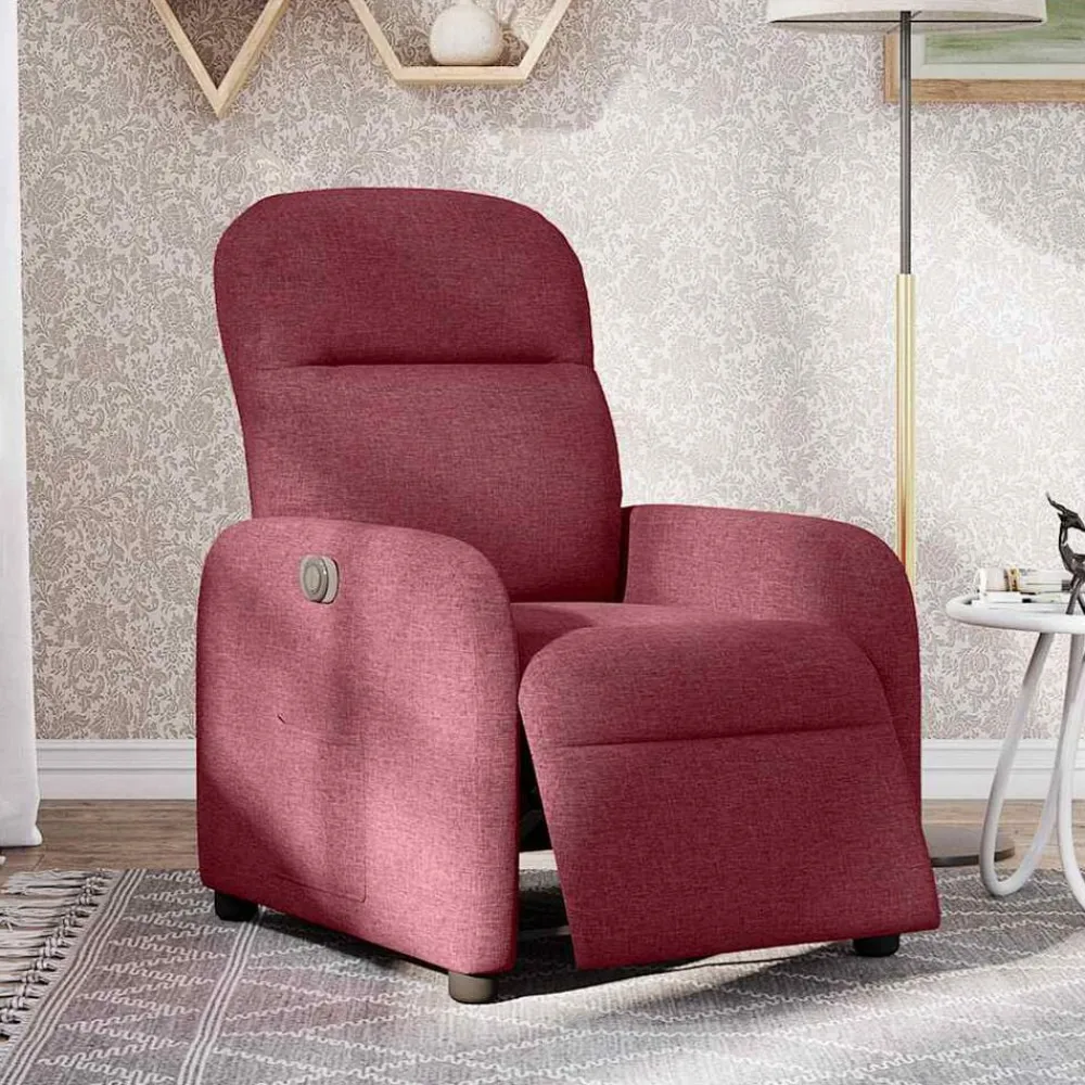 vidaXL Sillón reclinable eléctrico tela rojo tinto Rojo vino tinto New