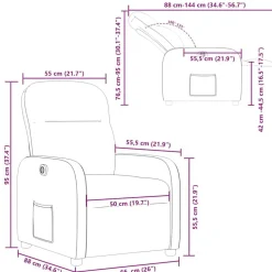 vidaXL Sillón reclinable eléctrico tela rojo tinto Rojo vino tinto New