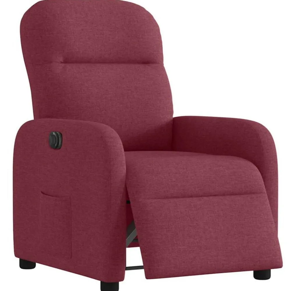 vidaXL Sillón reclinable eléctrico tela rojo tinto Rojo vino tinto New