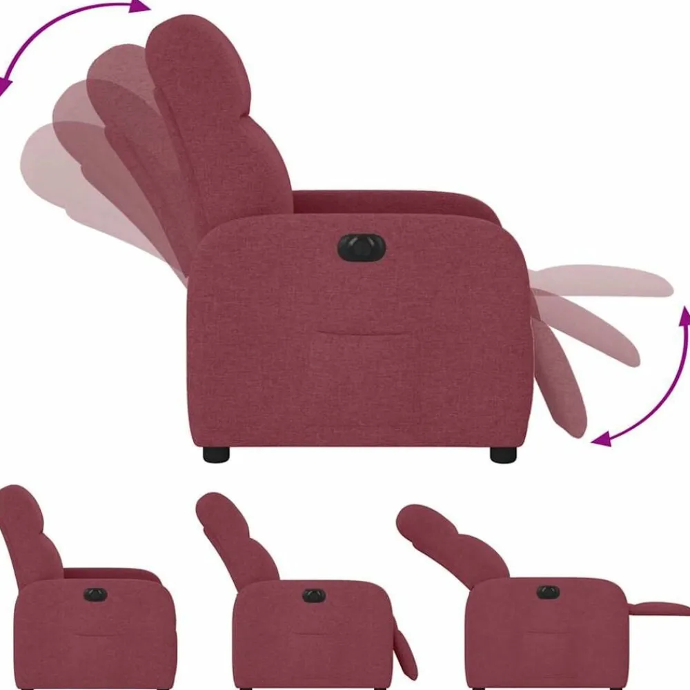 vidaXL Sillón reclinable eléctrico tela rojo tinto Rojo vino tinto New