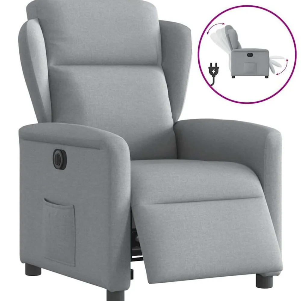 vidaXL Sillón reclinable eléctrico tela Gris claro Discount