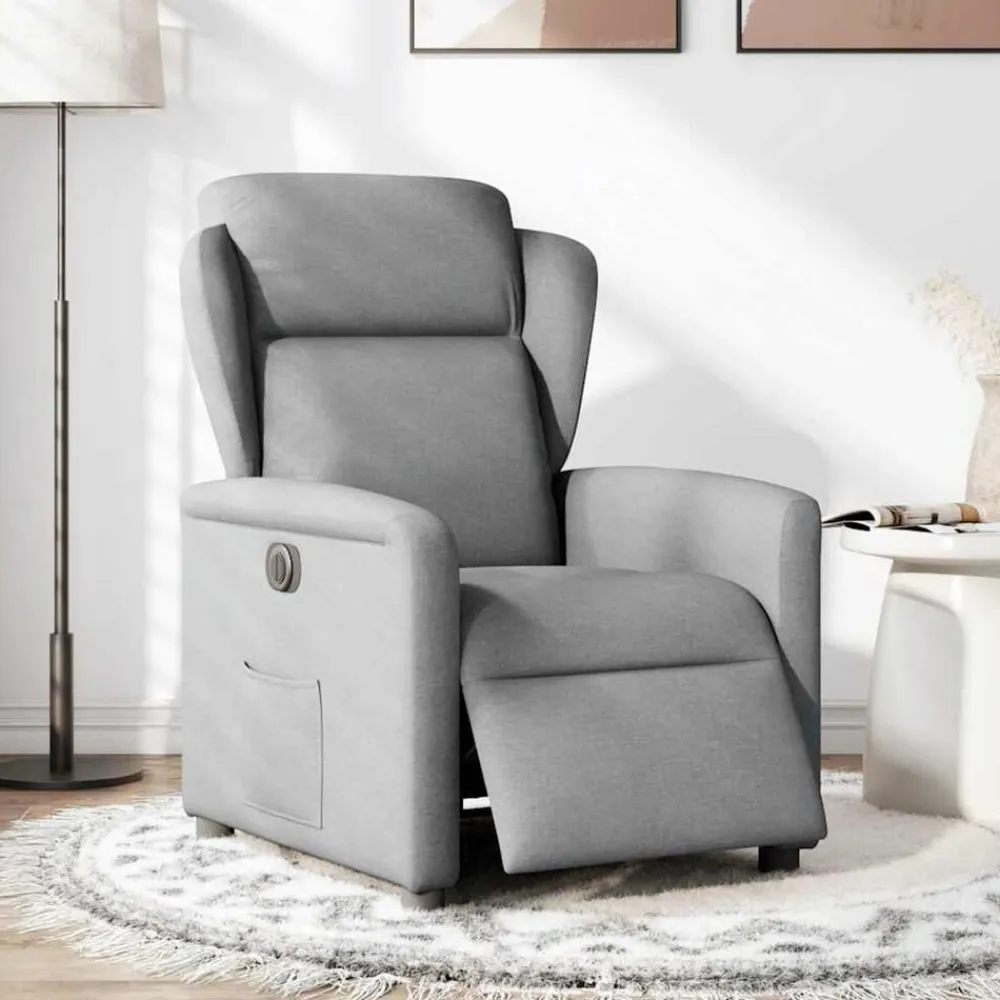 vidaXL Sillón reclinable eléctrico tela Gris claro Discount