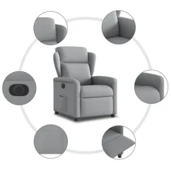 vidaXL Sillón reclinable eléctrico tela Gris claro Discount