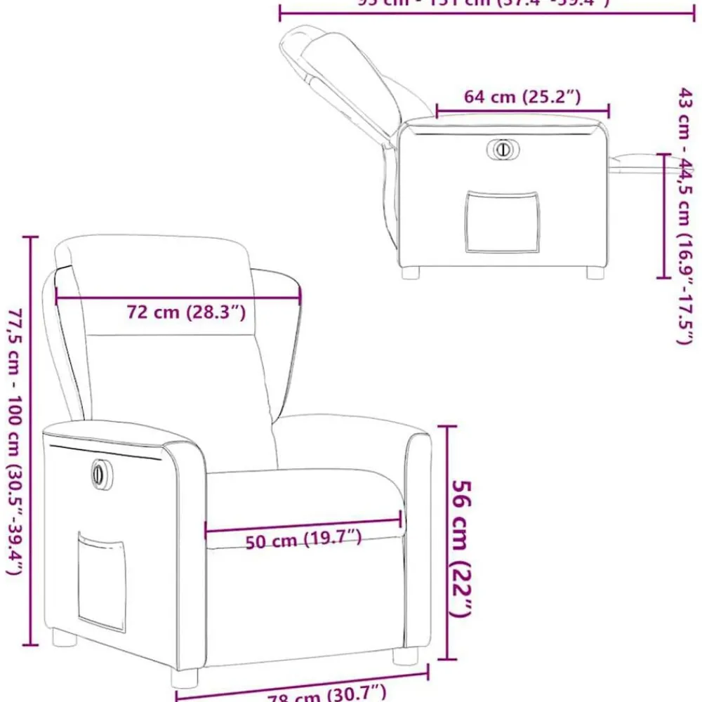vidaXL Sillón reclinable eléctrico tela Gris claro Discount