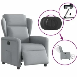 vidaXL Sillón reclinable eléctrico tela Gris claro Discount