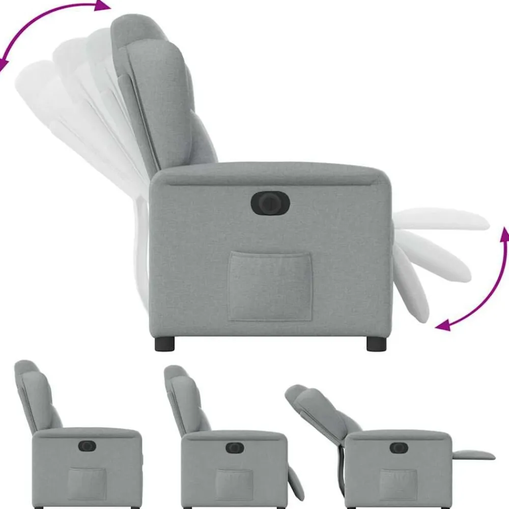 vidaXL Sillón reclinable eléctrico tela Gris claro Discount