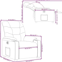 vidaXL Sillas-Sillón reclinable eléctrico de tela