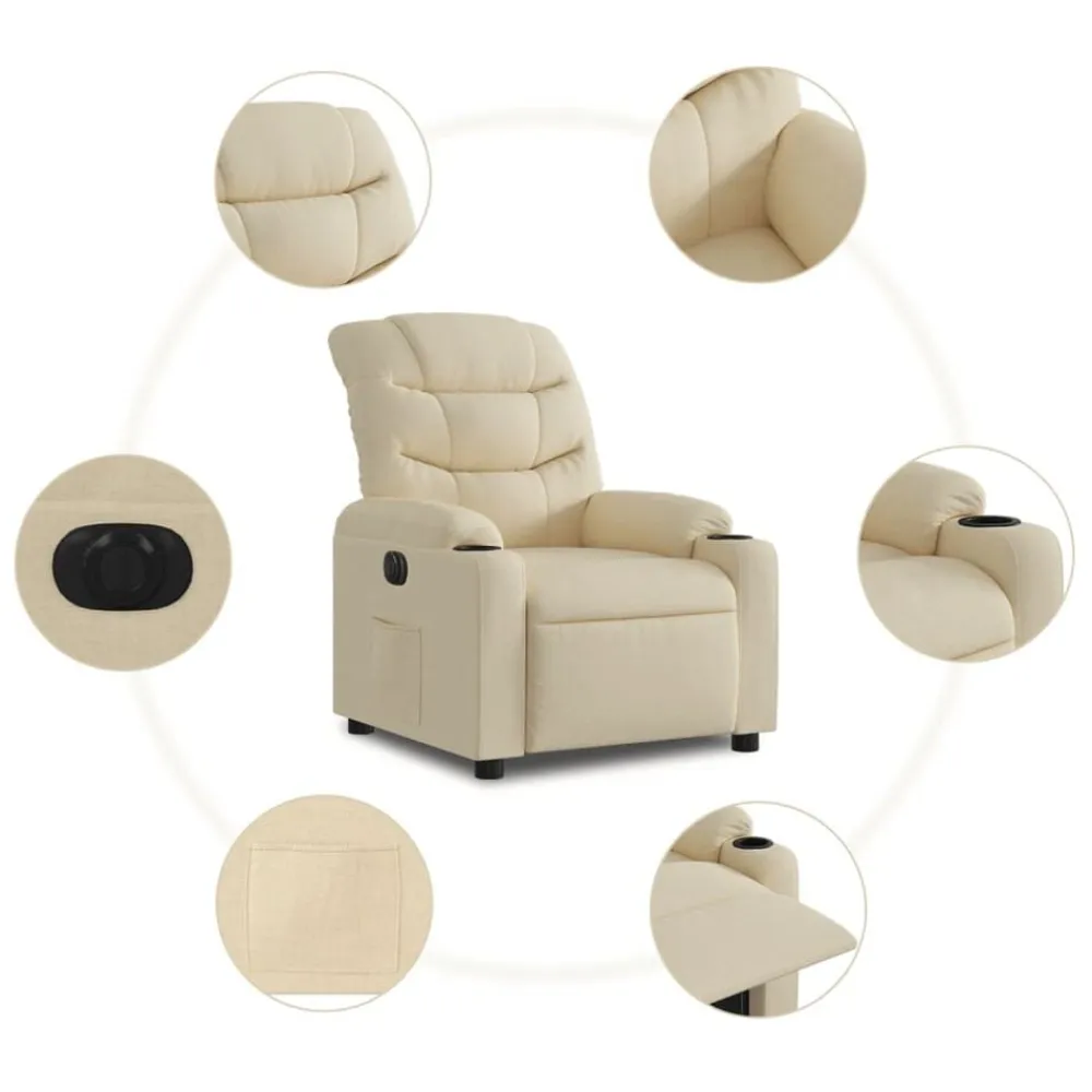 vidaXL Sillas-Sillón reclinable eléctrico de tela
