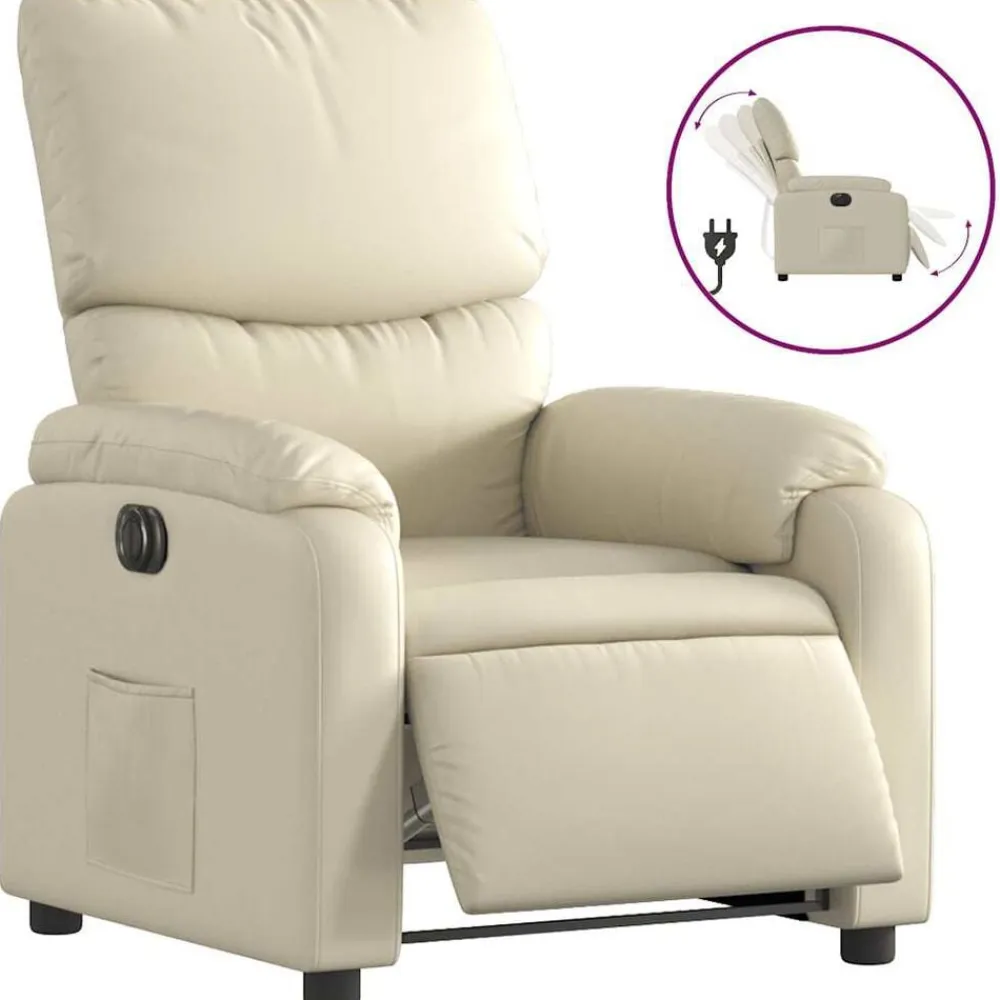 vidaXL Sillas-Sillón reclinable eléctrico de cuero sintético