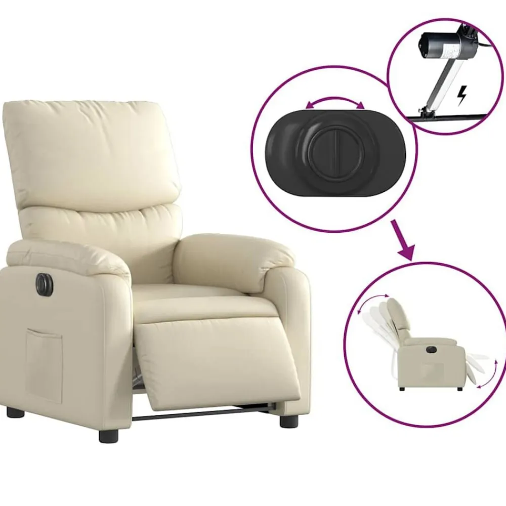 vidaXL Sillas-Sillón reclinable eléctrico de cuero sintético