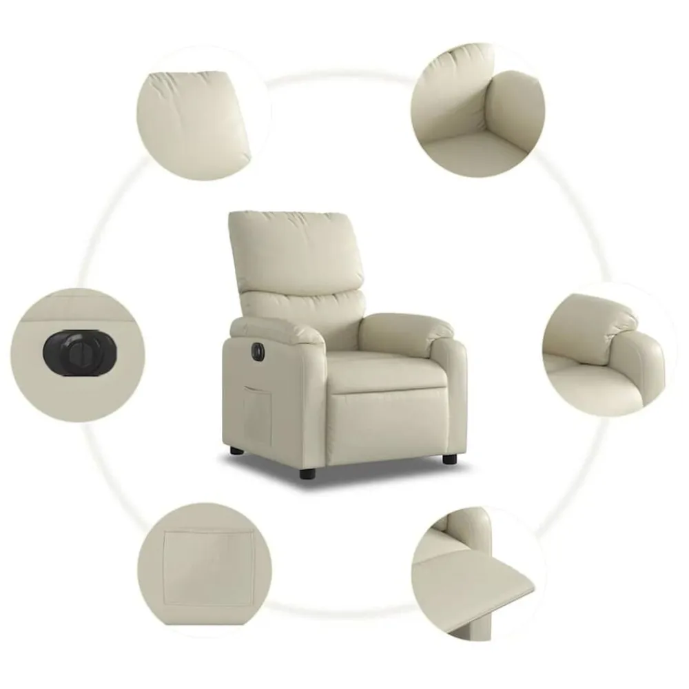 vidaXL Sillas-Sillón reclinable eléctrico de cuero sintético
