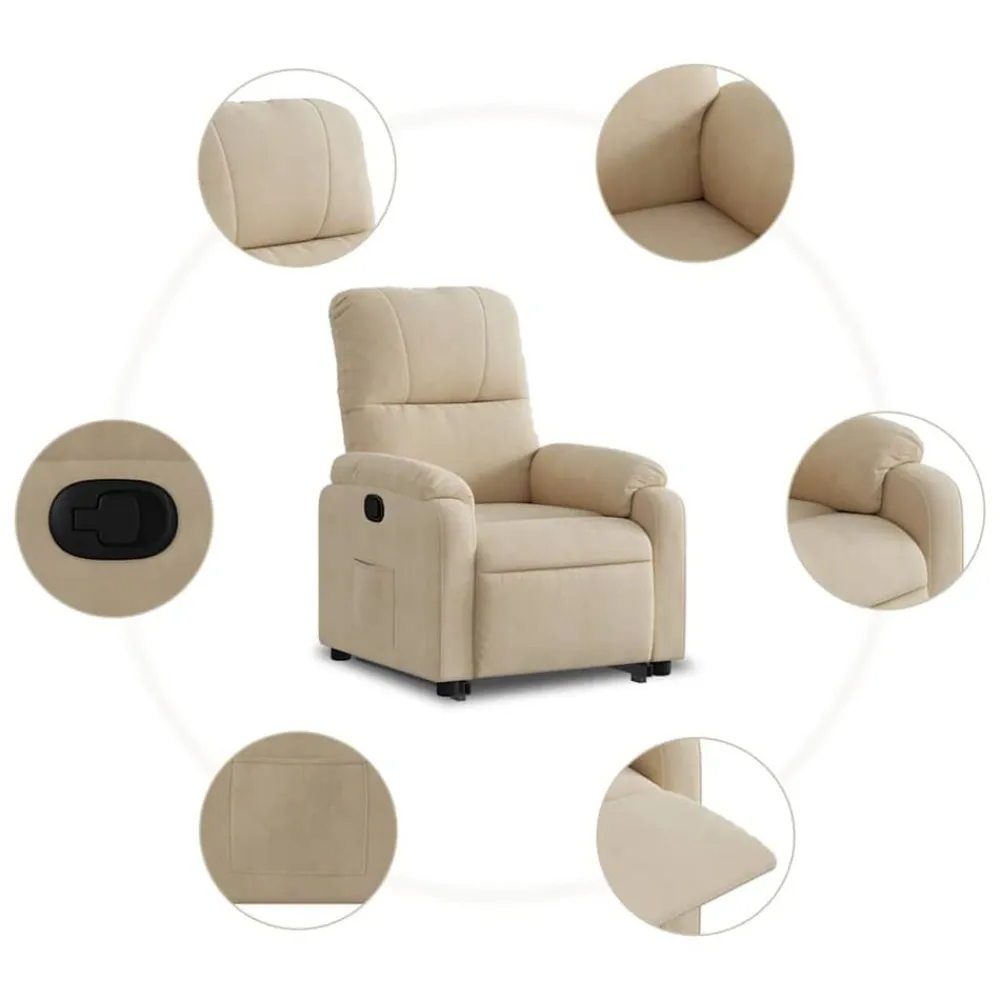 vidaXL Sillas-Sillón reclinable elevable tela de microfibra color