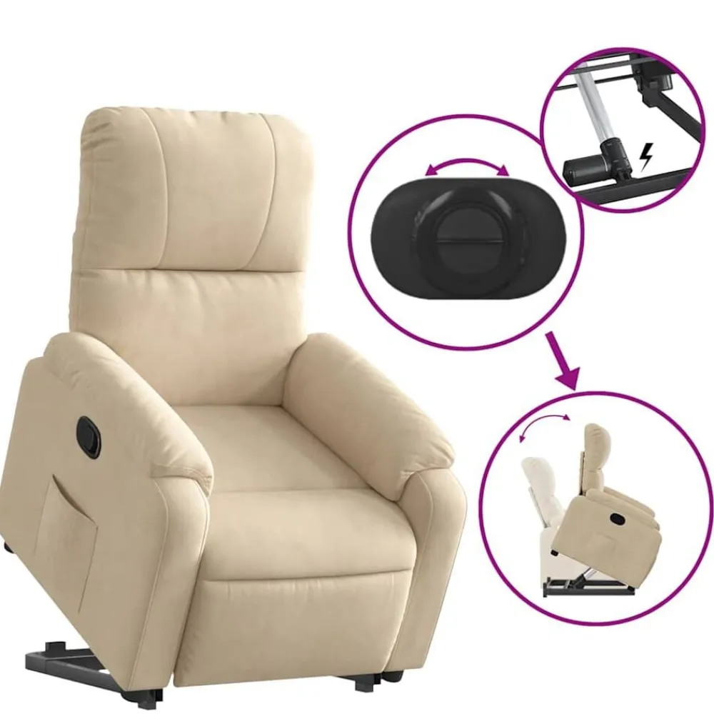 vidaXL Sillas-Sillón reclinable elevable tela de microfibra color