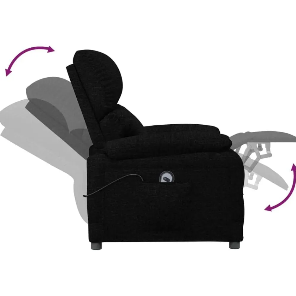 vidaXL Sillón reclinable eléctrico de tela Negro Outlet
