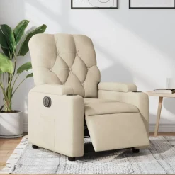 vidaXL Sillón reclinable eléctrico de tela Crema New