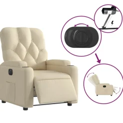 vidaXL Sillón reclinable eléctrico de tela Crema New