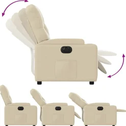 vidaXL Sillón reclinable eléctrico de tela Crema New