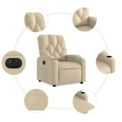 vidaXL Sillón reclinable eléctrico de tela Crema New
