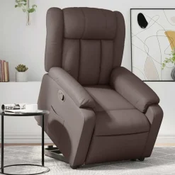 vidaXL Sillas-Sillón reclinable elevable cuero sintético marrón