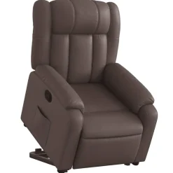 vidaXL Sillas-Sillón reclinable elevable cuero sintético marrón