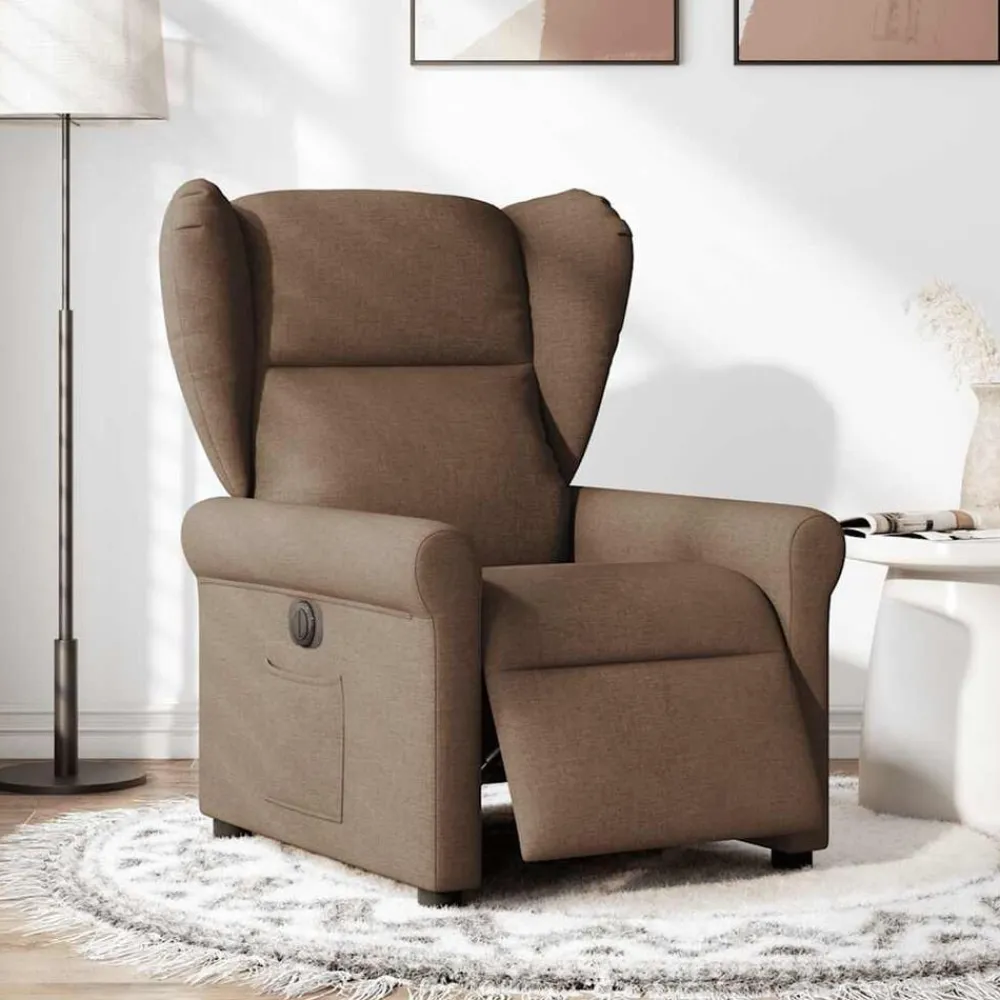 vidaXL Sillón reclinable eléctrico de tela marrón Marrón