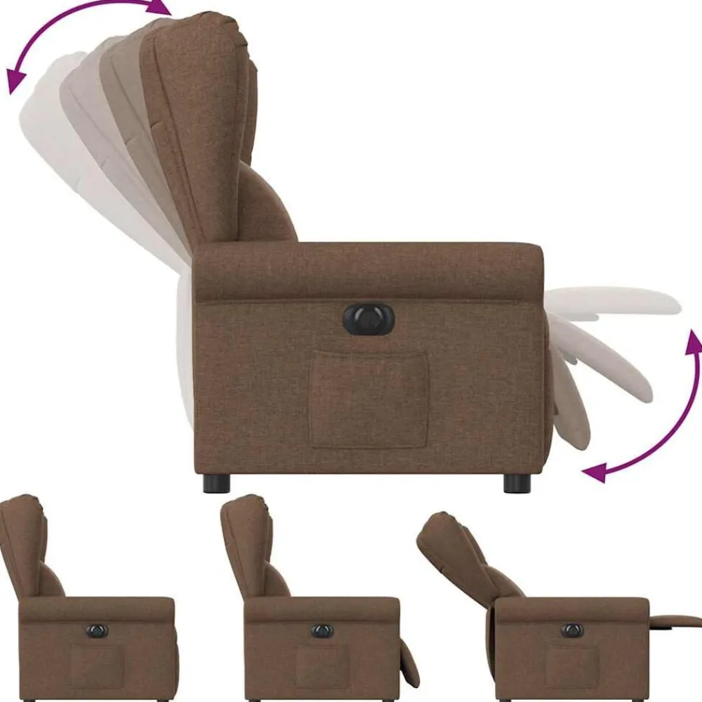 vidaXL Sillón reclinable eléctrico de tela marrón Marrón