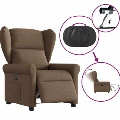 vidaXL Sillón reclinable eléctrico de tela marrón Marrón