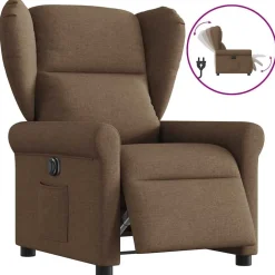 vidaXL Sillón reclinable eléctrico de tela marrón Marrón