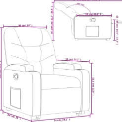 vidaXL Sillón reclinable elevable cuero artificial color Crema Clearance