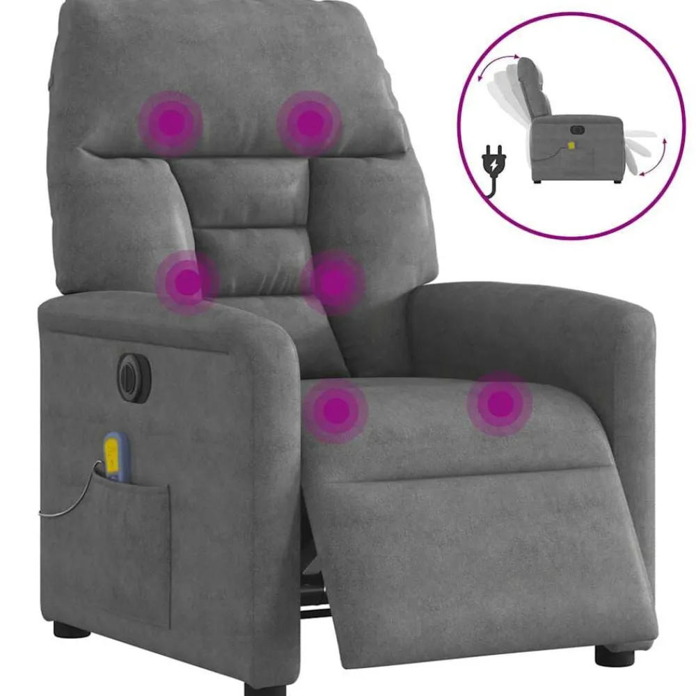 vidaXL Sillas-Sillón reclinable masaje eléctrico tela microfibra