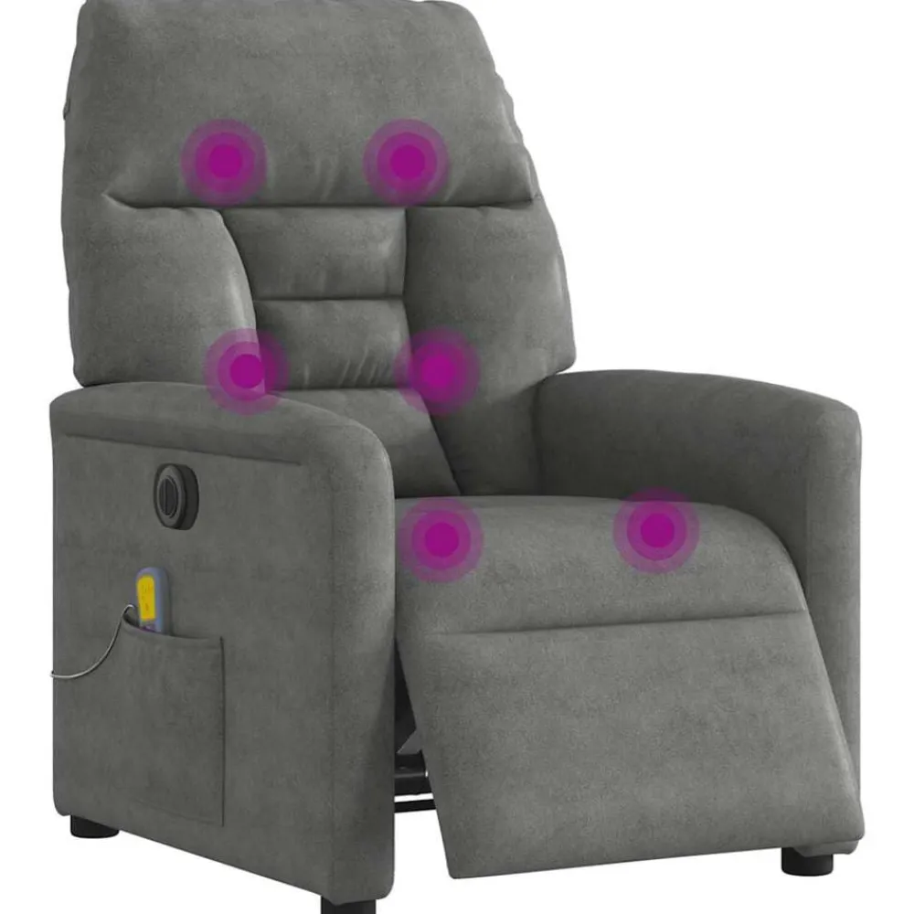 vidaXL Sillas-Sillón reclinable masaje eléctrico tela microfibra