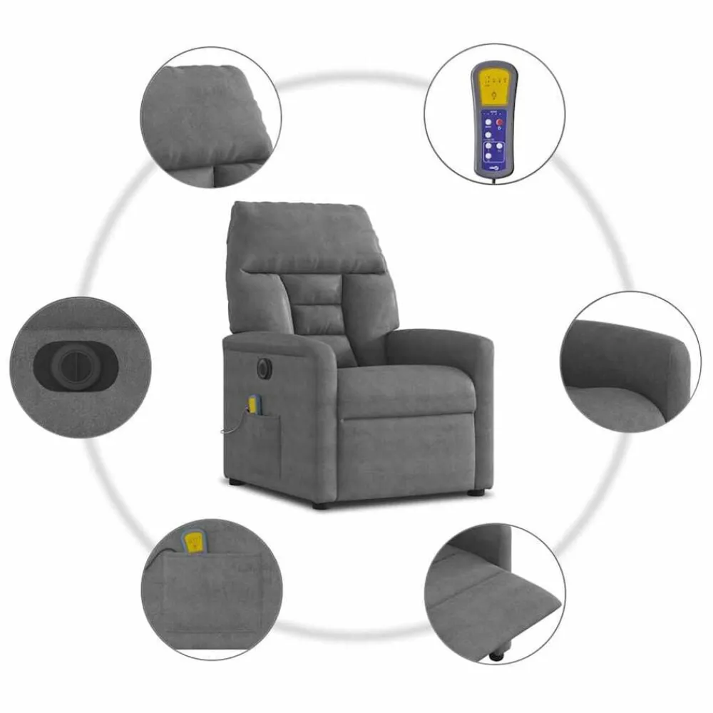 vidaXL Sillas-Sillón reclinable masaje eléctrico tela microfibra