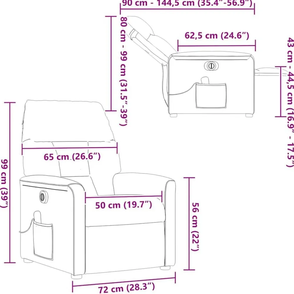 vidaXL Sillas-Sillón reclinable masaje eléctrico tela microfibra