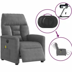 vidaXL Sillas-Sillón reclinable masaje eléctrico tela microfibra