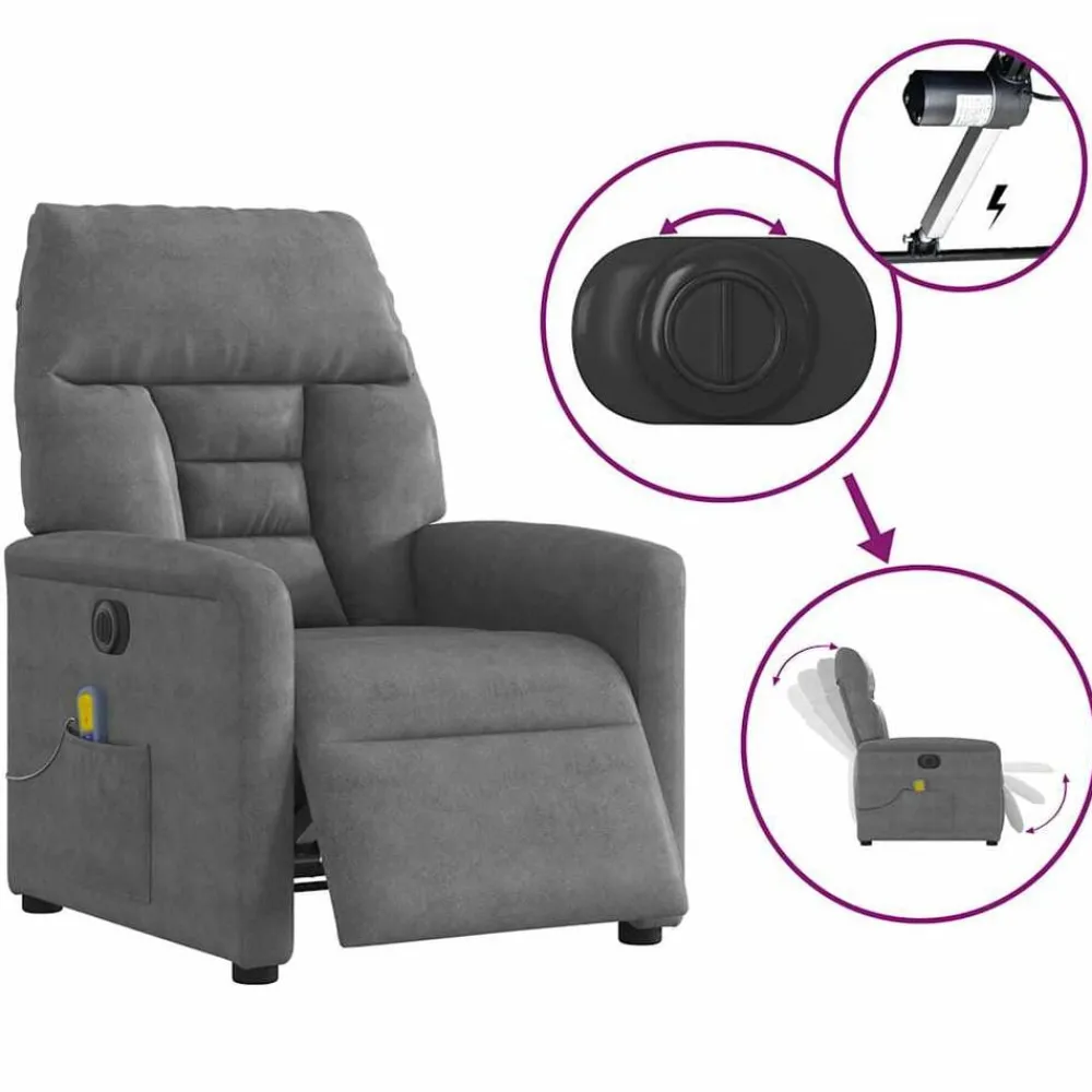 vidaXL Sillas-Sillón reclinable masaje eléctrico tela microfibra