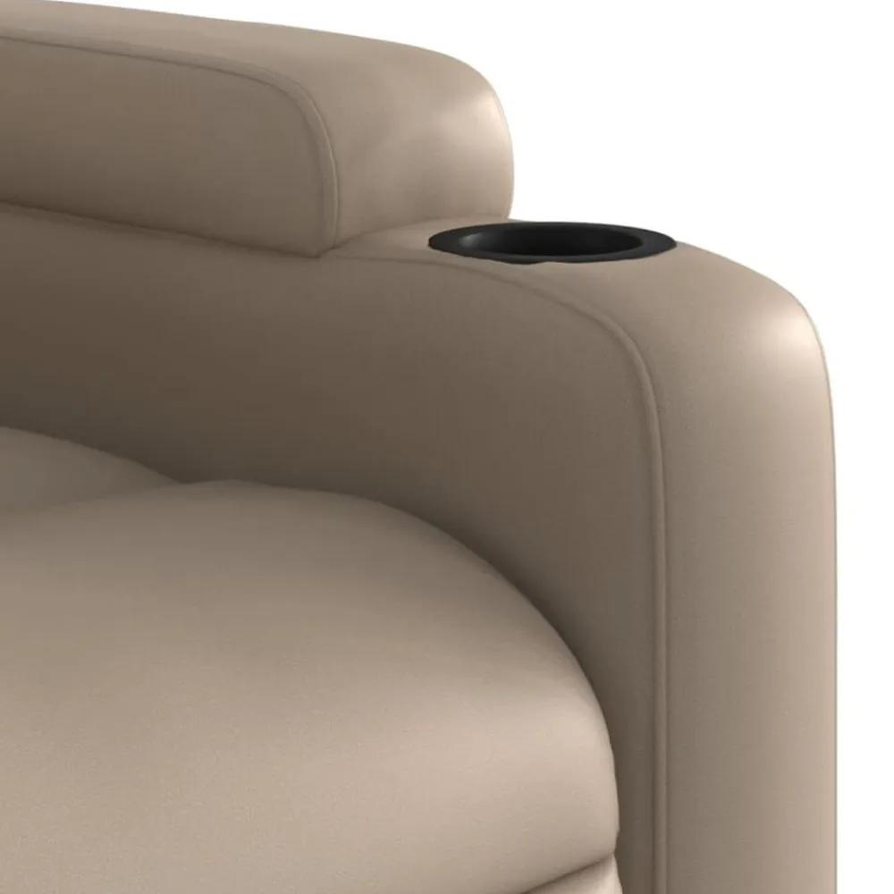 vidaXL Sillón reclinable masaje pie cuero artificial color Capuchino Sale