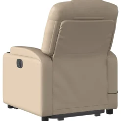 vidaXL Sillón reclinable masaje pie cuero artificial color Capuchino Sale