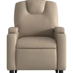 vidaXL Sillón reclinable masaje pie cuero artificial color Capuchino Sale
