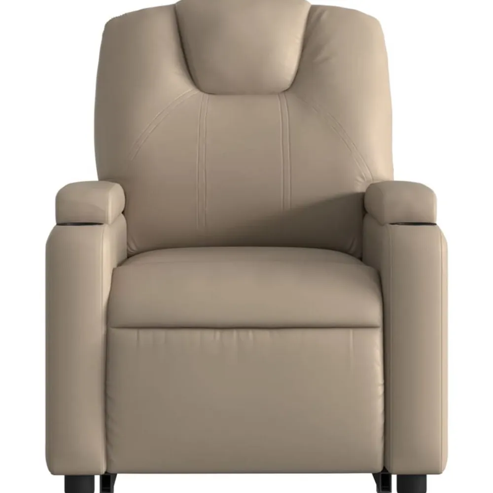 vidaXL Sillón reclinable masaje pie cuero artificial color Capuchino Sale
